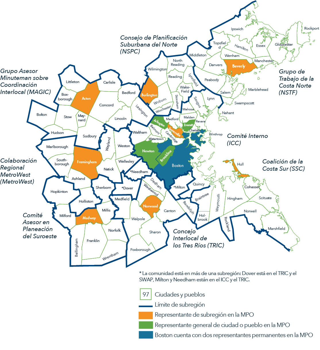 Map of the Boston Region Metropolitan Planning Organization